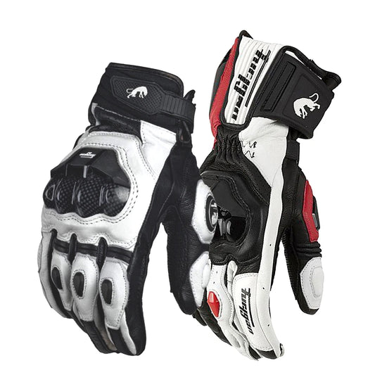 Men's Leather Motorcycle Gloves - Windproof Motocross Riding Gloves with Protective Equipment