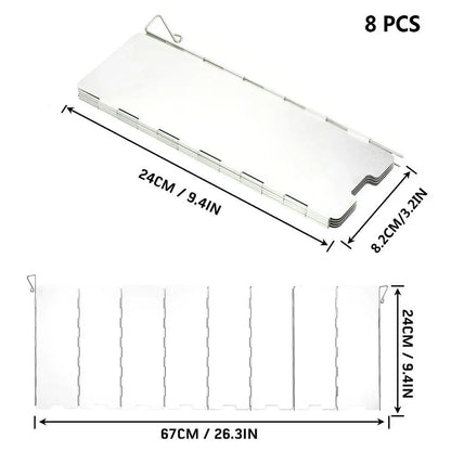 Aluminum Alloy Wind Shield Screen for Gas Stove - Windproof Camping Burner Guard (8/9/10/12/14/16 Plates) - Outdoor Picnic Cooking Accessory