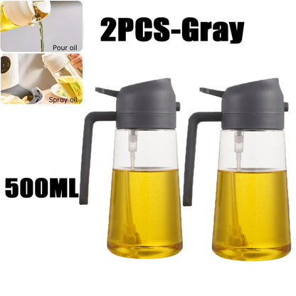 Multi-Size Oil Spray Bottle Set (200ml/300ml/500ml) - BBQ Cooking Olive Oil Sprayer for Kitchen Baking, Empty Refillable Vinegar Bottle with Oil Brush