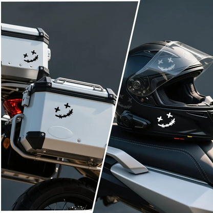 Reflective Smiley Motorcycle Stickers - 2PCS/SET Safety Decals for Enhanced Night Visibility