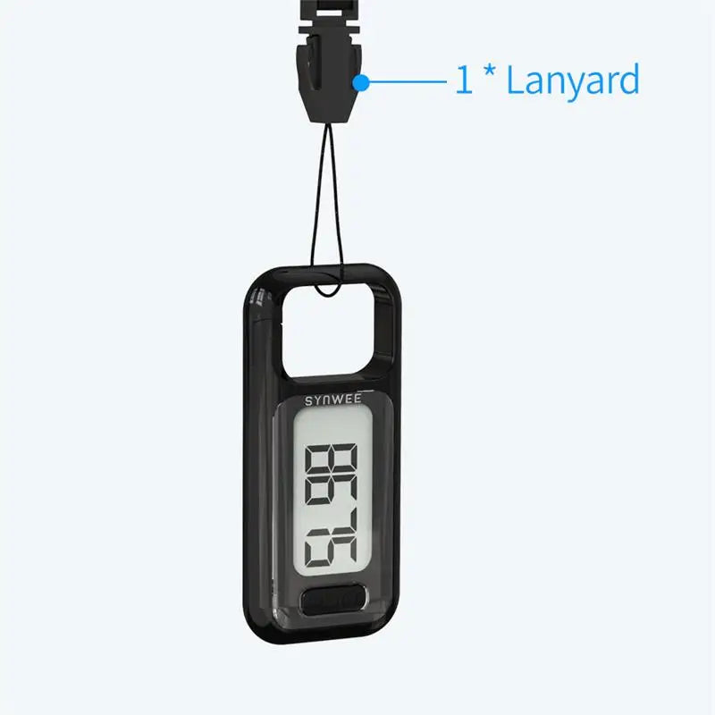 Large Display 3D Pedometer - Accurate Step Counter with Clip & Lanyard for Men, Women & Kids