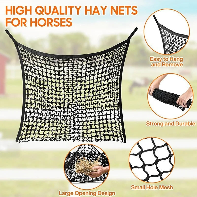 Large Capacity Slow Feed Hay Net - Hanging Feeder Bag for Horses, Goats & Sheep
