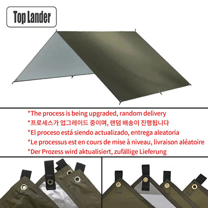 Waterproof Camping Tarp - 3500mm PU Coated 190T Polyester Sun Shelter with UV Protection - Multiple Sizes Available