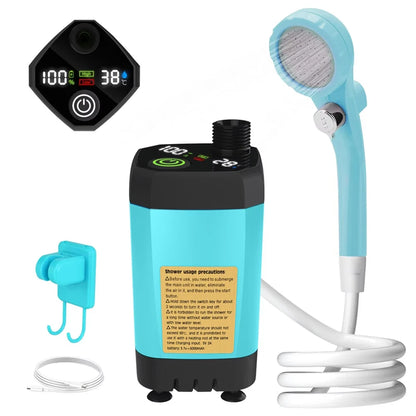 Portable Camping Shower Pump Kit – 6000mAh Outdoor RV Shower with Intelligent Digital Display | Adjustable Camp Shower System