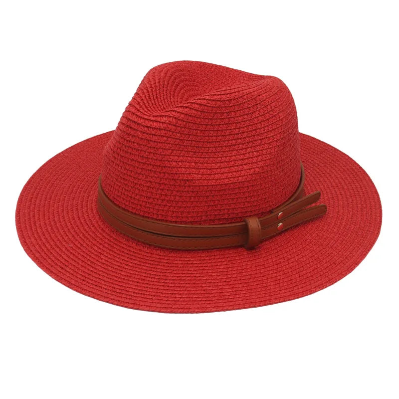 Breathable Straw Panama Hat - European American Style Jazz Sun Hat for Beach & Leisure
