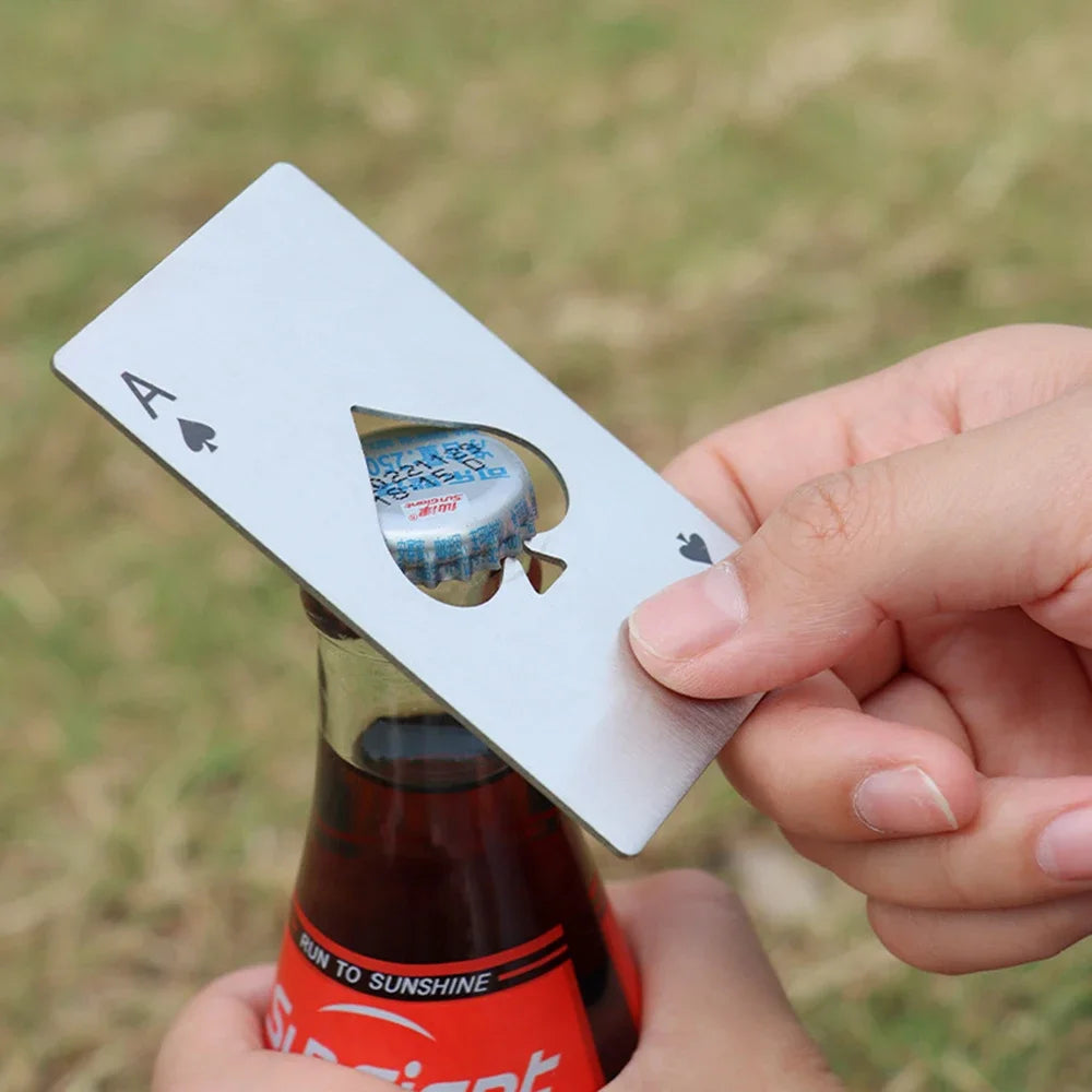 Stainless Steel Playing Card Bottle Opener - Ace of Spades Credit Card Size Beer & Wine Opener