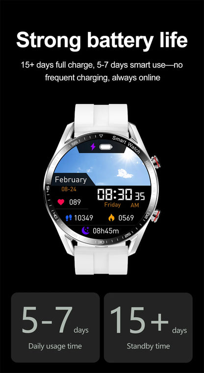 1.53" Full Touch Screen Smart Watch - Multi-Sport Mode with ECG+PPG, Waterproof & Bluetooth Call