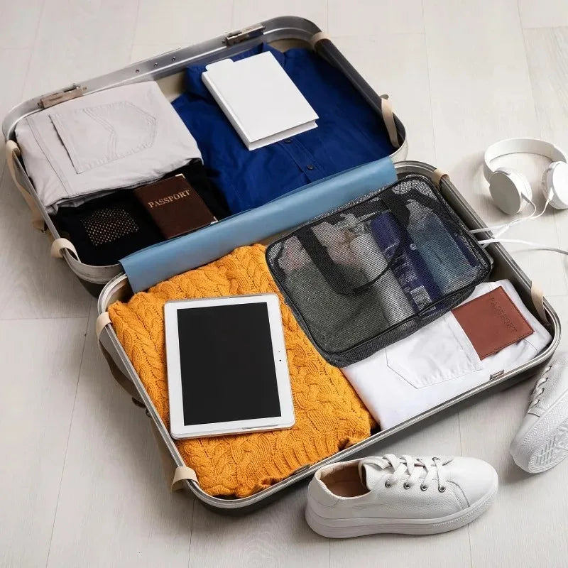 Large Capacity Mesh Toiletry Organizer - Travel Bathroom Storage Bag