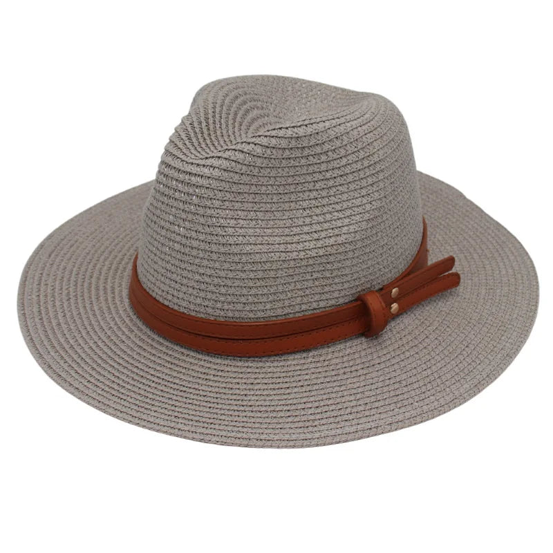 Breathable Straw Panama Hat - European American Style Jazz Sun Hat for Beach & Leisure