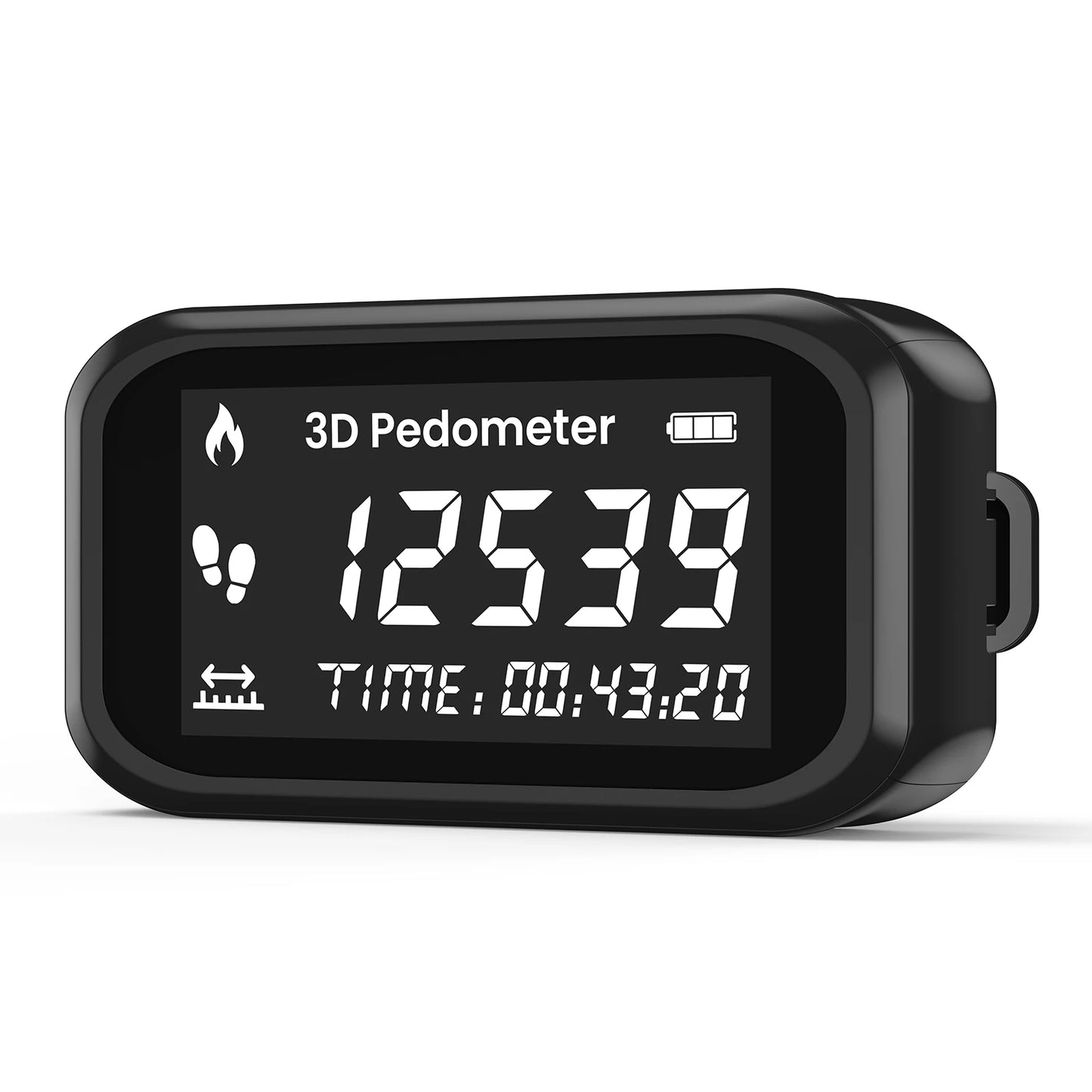 Rechargeable 3D Pedometer with LCD Display - Accurate Step Counter & Calorie Tracker for Running, Walking & Fitness
