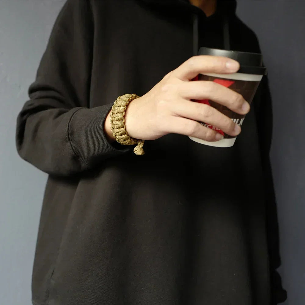 Adjustable 550 Paracord Survival Bracelet - Emergency Parachute Cord for Outdoor Camping & Hiking