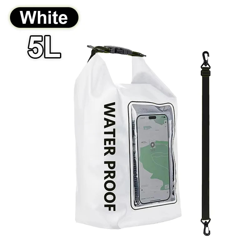 PVC Waterproof Dry Bag 2L - Touch Screen Phone Pouch for Swimming Rafting Surfing Boating - Shoulder Bag