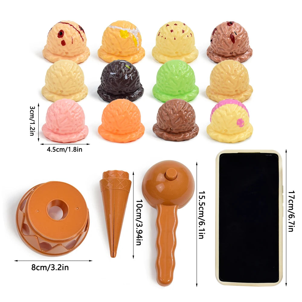 Pretend Play Ice Cream Stacking Set - Educational Kitchen Toy for Kids