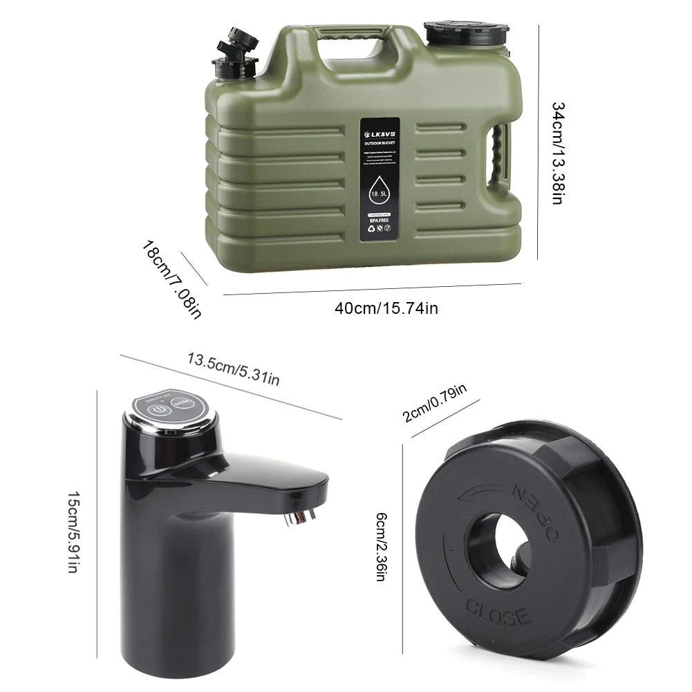 Portable Water Container with Electric Pump - 11L/12L Camping Water Dispenser for Outdoor Use