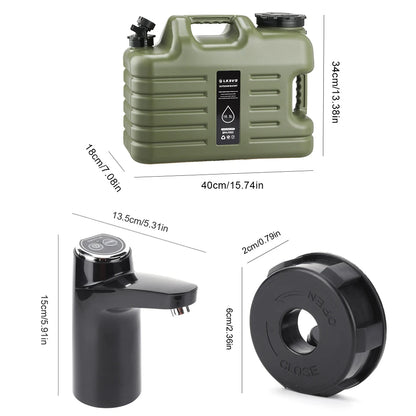 Portable Water Container with Electric Pump - 11L/12L Camping Water Dispenser for Outdoor Use