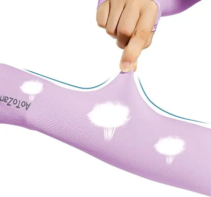 Kids Ice Silk Cooling Arm Sleeves - UV Sun Protection Elastic Sleeves for Boys & Girls Ages 4-12 (Summer Sports & Beach)