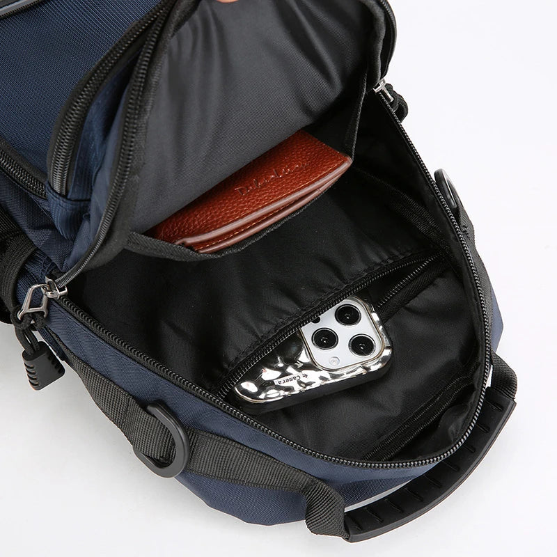 Men's Oxford Chest Pack - Unisex Crossbody Waist Bag with Zipper Pockets