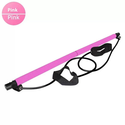 Adjustable Pilates Bar - Portable Home Fitness Rod with Resistance Bands for Yoga, Stretching & Toning Workouts