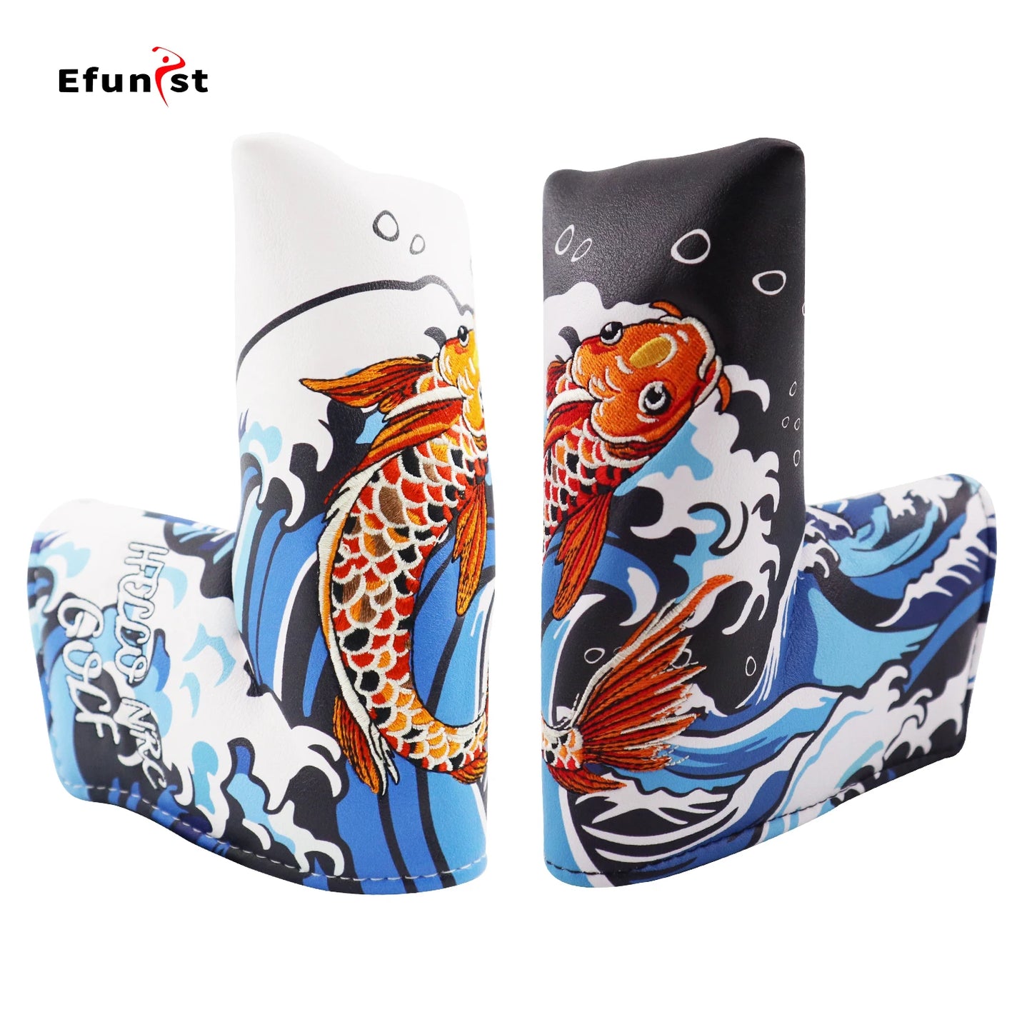 Koi Pattern Golf Club Head Covers – PU Leather, Waterproof, Driver / Fairway / Hybrid / Putter