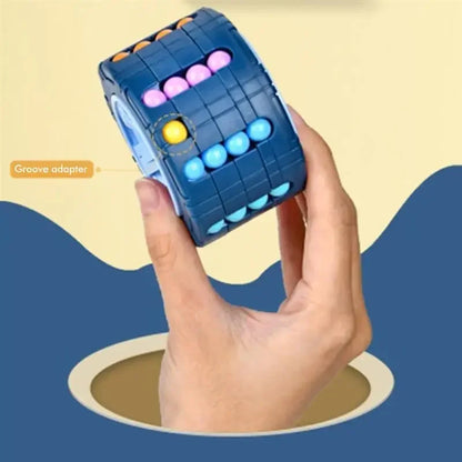 3D Rotating Cube Puzzle Toy - Magical Bean Gyro Slide Game for Stress Relief & Montessori Learning