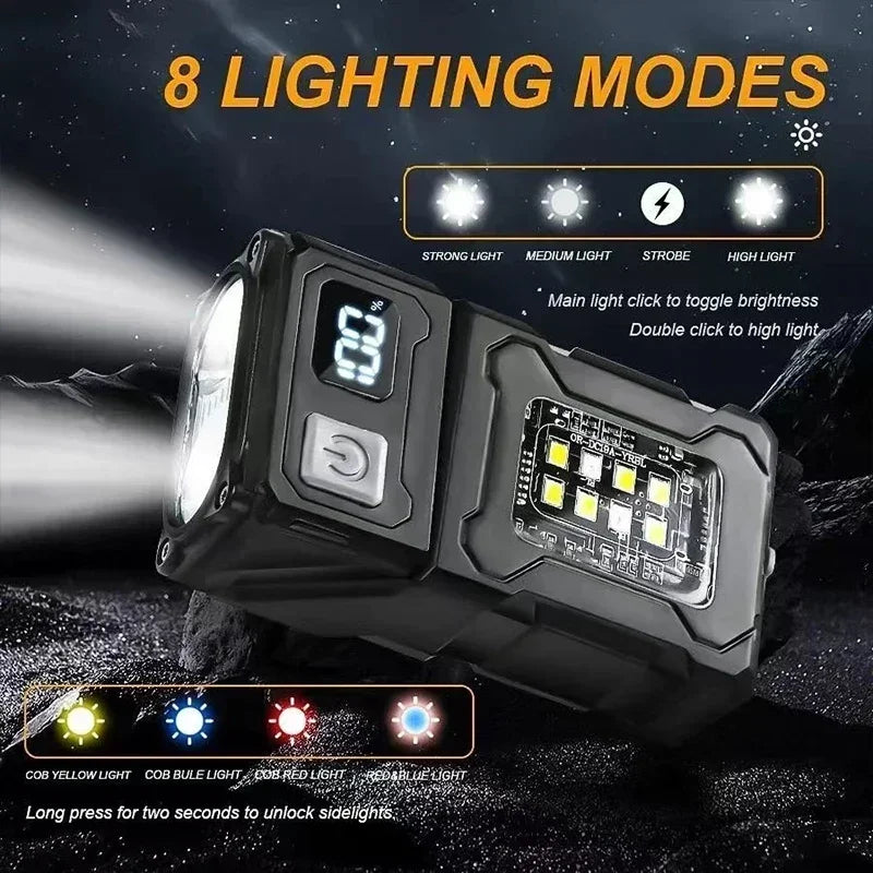 Portable LED Flashlight Set (1-2 Pieces) - Super Bright Mini USB Rechargeable with Magnetic Tail & COB Emergency Light for Camping & Hiking