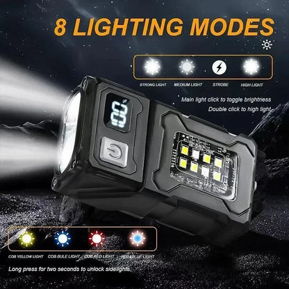 Portable LED Flashlight Set (1-2 Pieces) - Super Bright Mini USB Rechargeable with Magnetic Tail & COB Emergency Light for Camping & Hiking