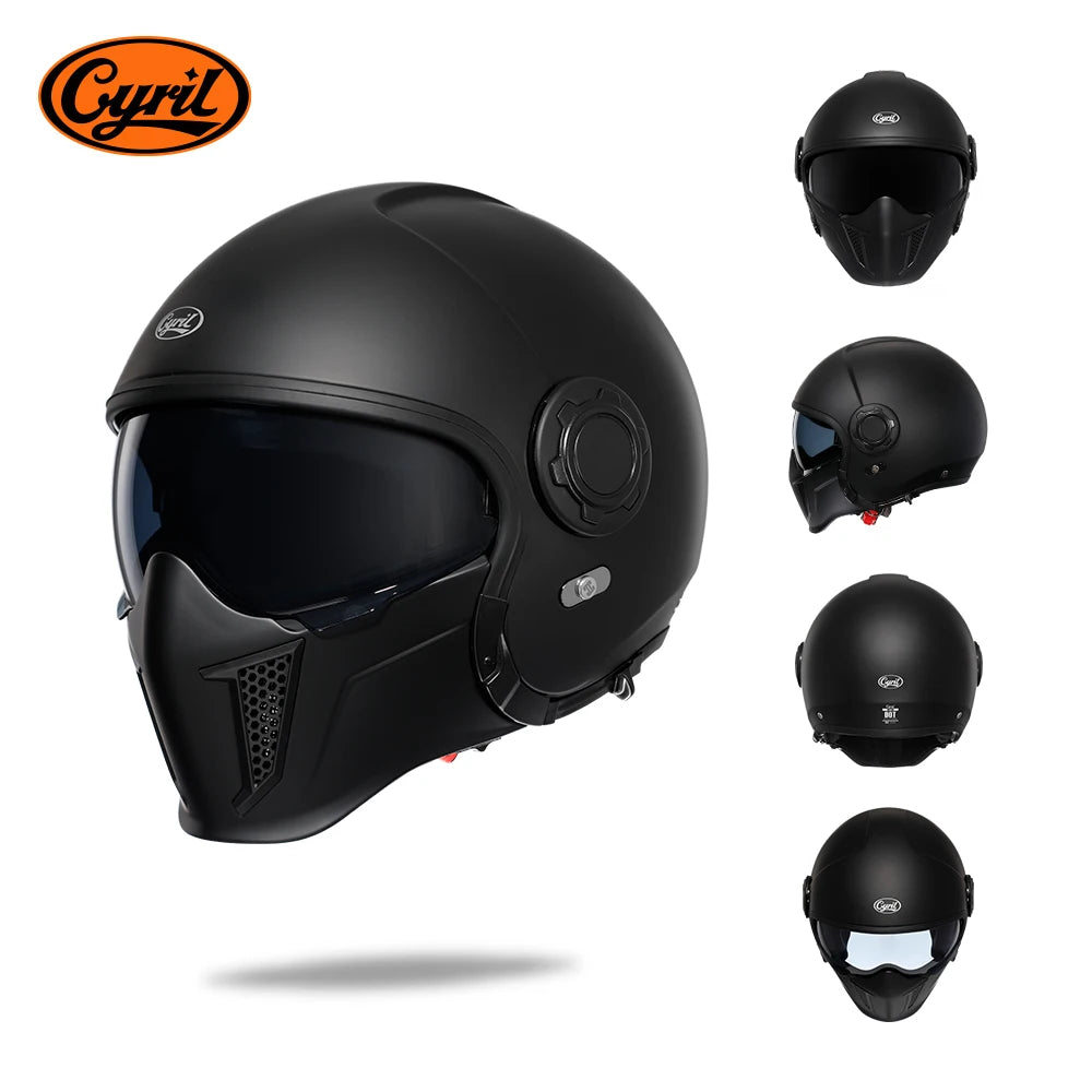 Modular Motorcycle Helmet - Full Face/Open Face 3/4 Dual Visor Helmet (ECE/DOT Certified, Unisex)