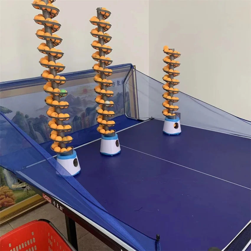 Dual-Power Portable Table Tennis Robot - Professional Ping Pong Ball Pitching Machine for Training