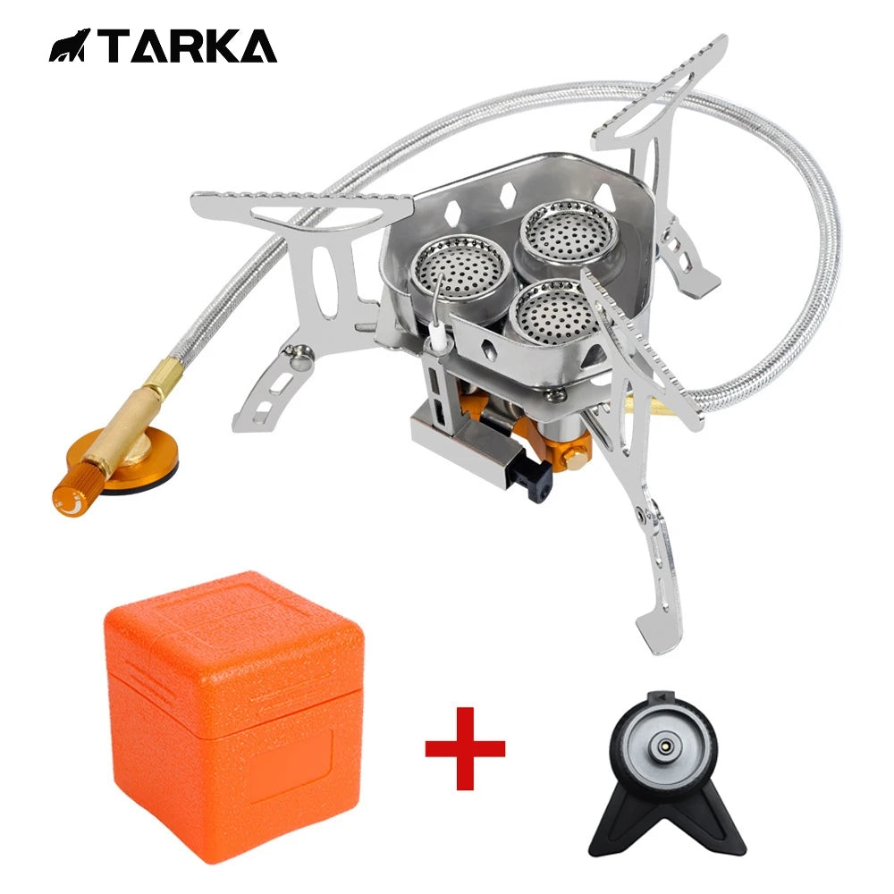 Professional 3-Head Gas Stove - 5800W Folding Camping Burner - Portable Backpacking Furnace for Outdoor Hiking, Picnic & BBQ
