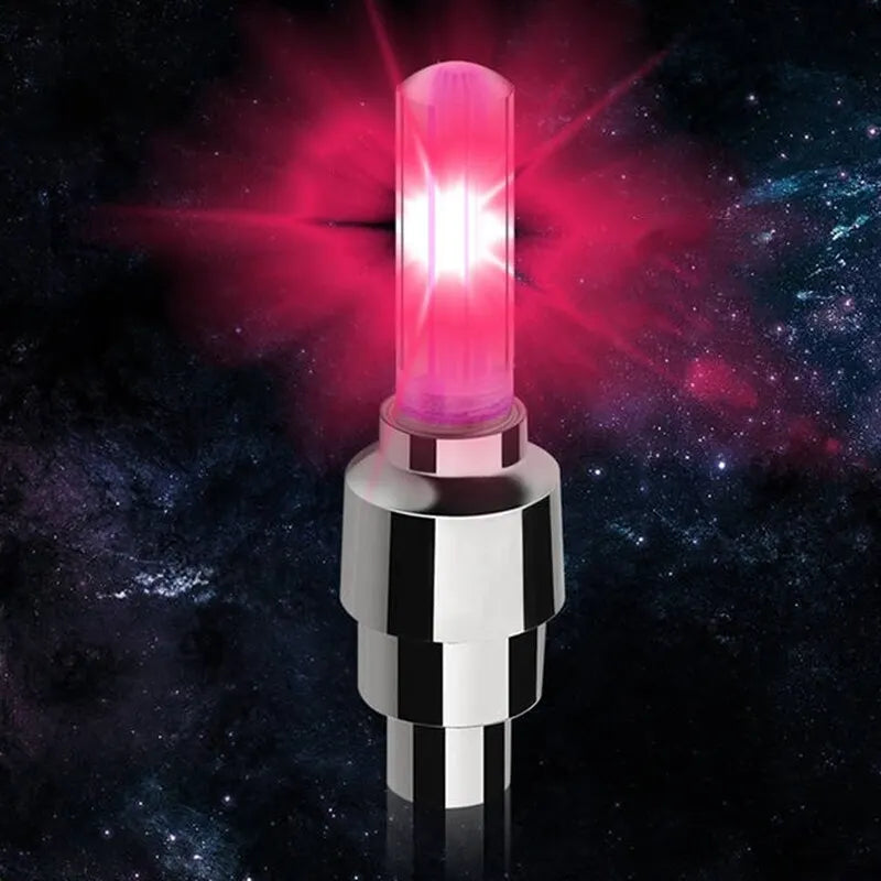 LED Tire Valve Cap Lights - Waterproof Neon Flash Lamp for Car, Motorcycle & Bicycle Wheels (2/4 Pack)