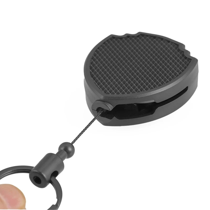 Heavy Duty Retractable Keychain Reel - Metal Carabiner Clip with 100cm Steel Cord - Unisex