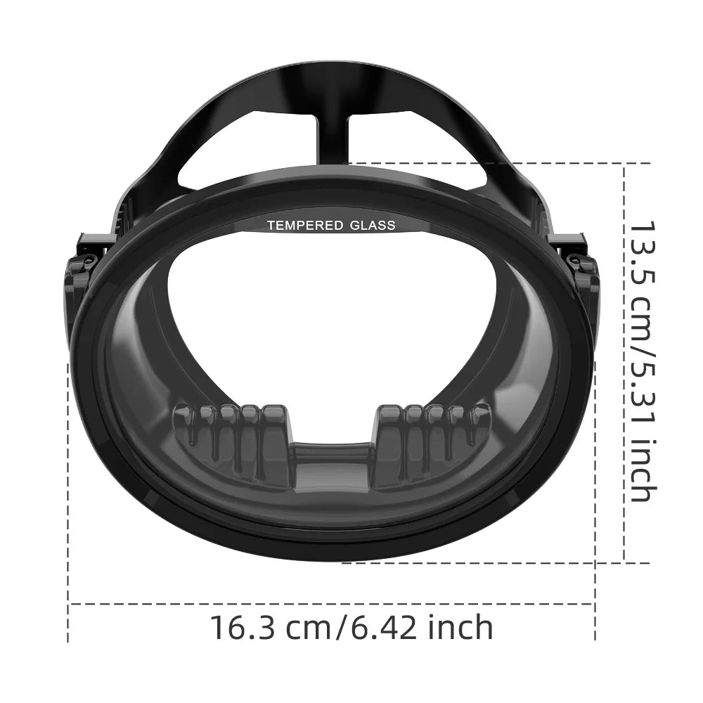 Classic Retro Oval Spearfishing Mask - Panoramic Wide View Scuba Diving Goggles with Tempered Glass Lens for Adults