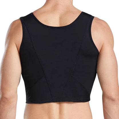 Men's Compression Vest - Nylon-Spandex Slimming Undershirt Tank Top for Chest & Torso Support