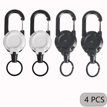 Heavy Duty Retractable Badge Reel Keychain with Carabiner Clip - Extendable Key Chain Holder for Men's Outdoor Bags (1/2/4 Pack Options)