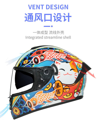 Full Face Racing Motorcycle Helmet - Winter Warm Double Visor Motorbike Sports Helmet LVS-701