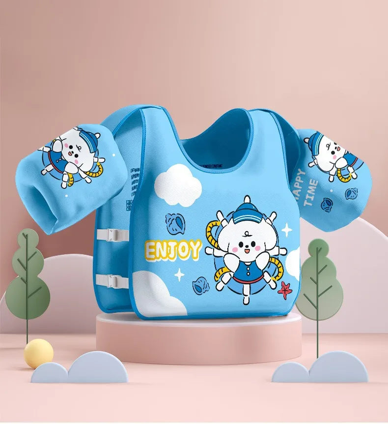 Kids Swimming Safety Vest - Inflatable Pool Float Ring with Arm Support for Children Water Play Equipment