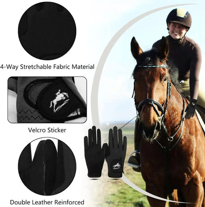 Women's Equestrian Riding Gloves - Breathable Mesh, Lightweight, Comfortable Grip, All-Weather Color Pack