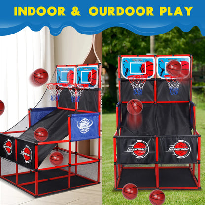 Indoor/Outdoor Arcade Basketball Game Set - Complete with Hoop and Balls for Kids Competition