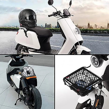 High-Elastic Double Layer Motorcycle Cargo Net - 10"x11" Bungee Net with Hooks for Helmet & Luggage Storage