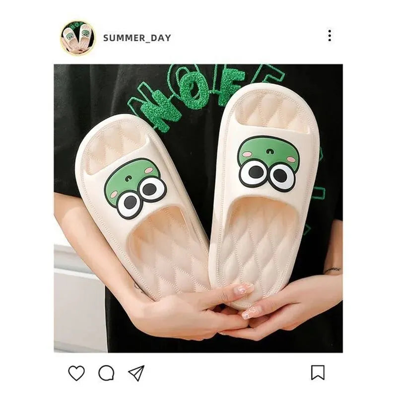 Cartoon Frog Soft Sandals - Anti-Slip Summer Beach Slides for Home & Bathroom