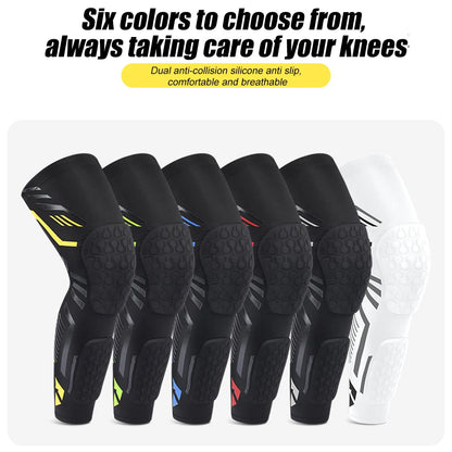 Padded Knee Compression Sleeve - Long Leg Calf Protection Sports Brace for Soccer - Adult & Youth Shin Pads (1 Piece)