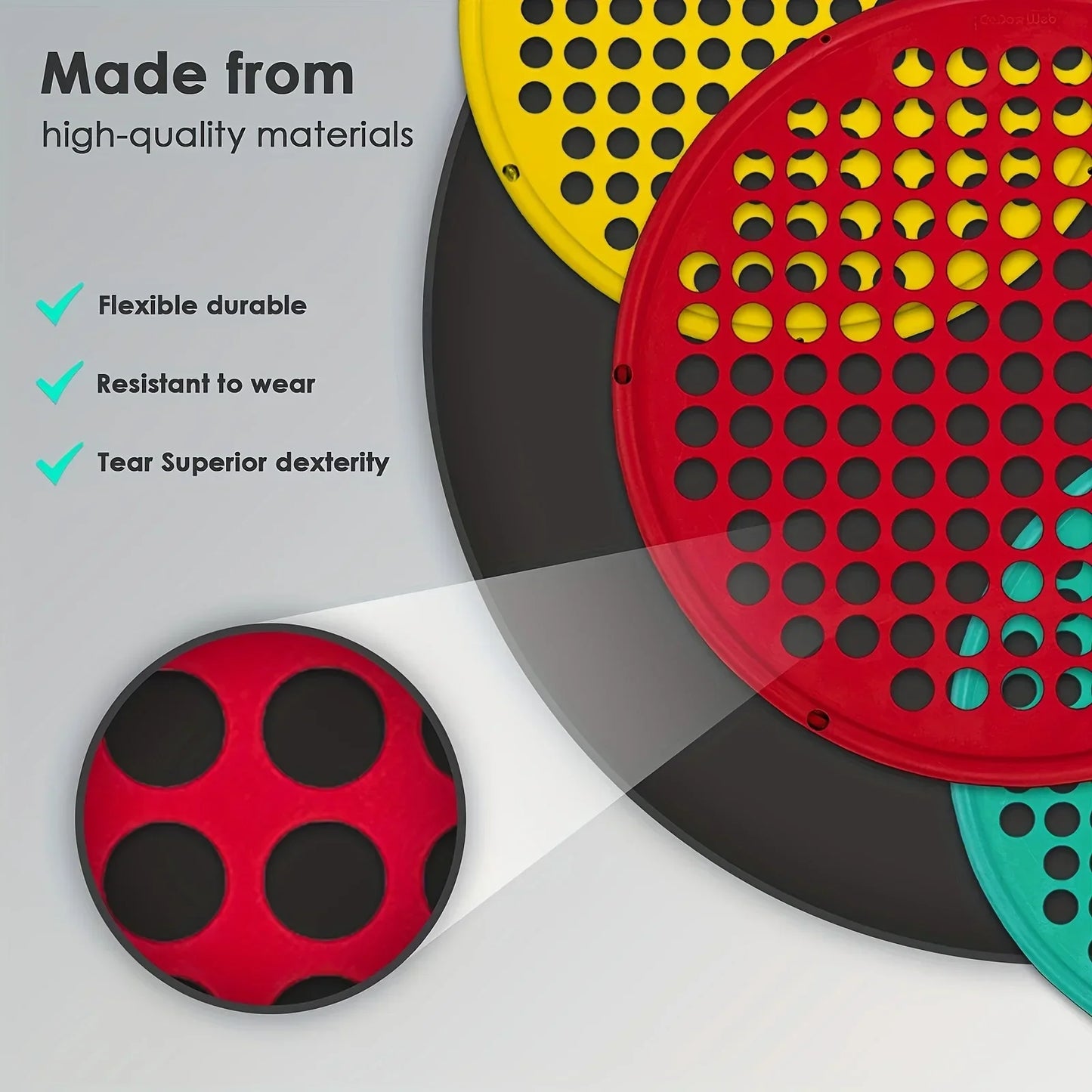 Silicone Hand Exerciser - Elastic Resistance Net 35.5cm - 3 Colors - Home Training Equipment (Battery-Free)