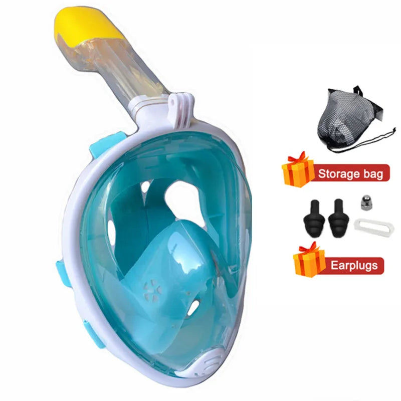 Full Face Snorkeling Mask - Anti-Fog Underwater Diving Goggles for Kids & Adults Swimming Equipment