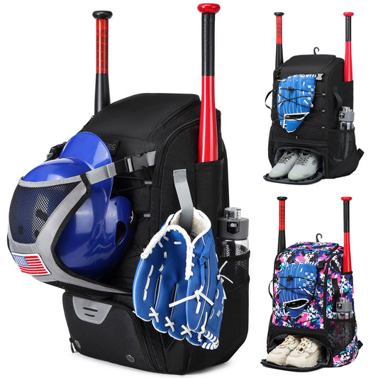 Youth Baseball Softball Backpack - Large Capacity Equipment Bag with Shoe Compartment