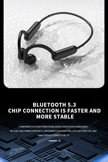 Bone Conduction Wireless Headphones - Bluetooth Sport Earphones with Mic for Running