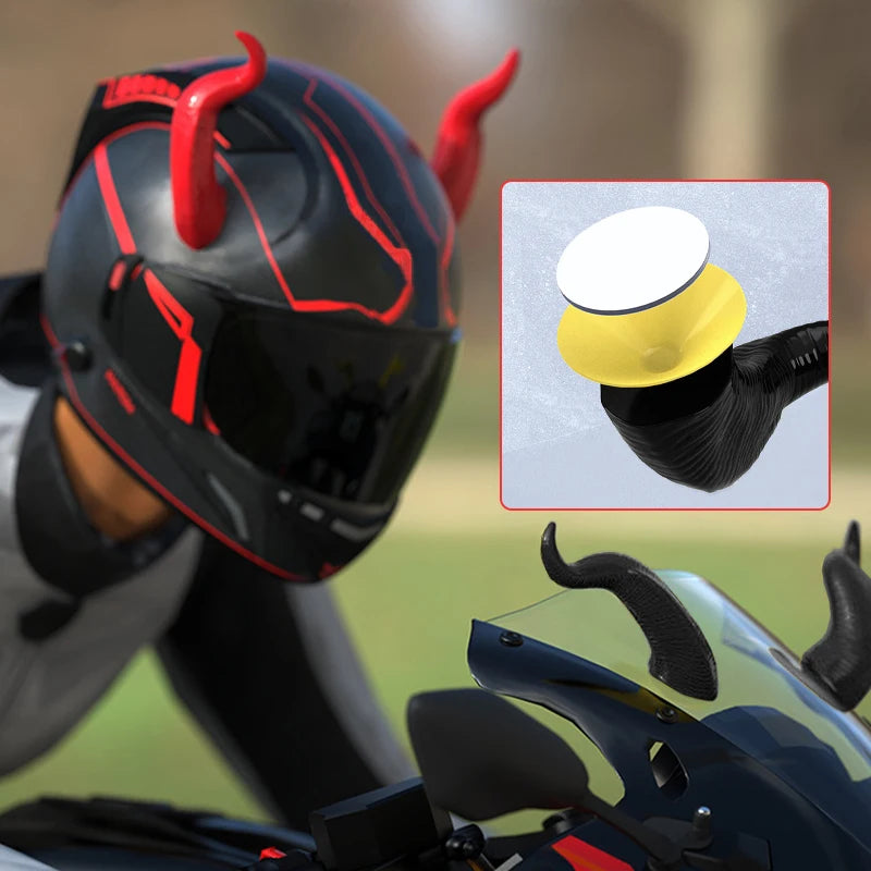 Devil Horns Motorcycle Helmet Decoration - 2-Piece Set with Suction Mount | Cosplay Styling Accessory