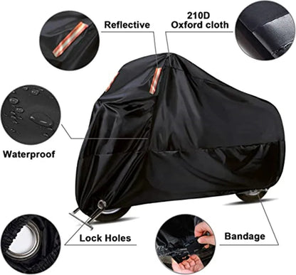 Universal Motorcycle Cover - Waterproof Oxford Fabric with UV Protection, Dustproof & Sunshade for Outdoor Motorbike Storage