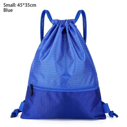 Waterproof Drawstring Sports Backpack with Zipper Pocket - Lightweight Gym Sackpack for Basketball & Training