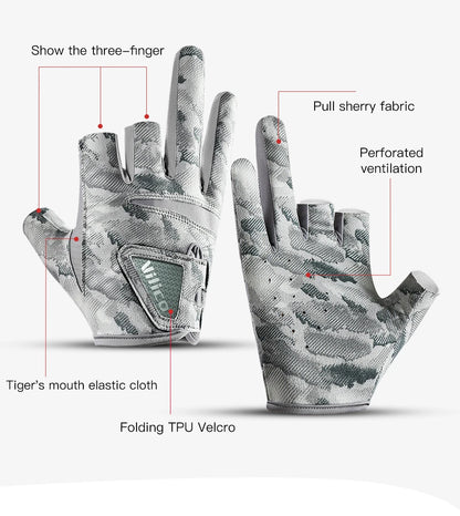 Men's Summer Fishing Gloves - Ice Silk Breathable Three-Finger Cut Design with UV Protection & Anti-Slip Grip (1 Pair)