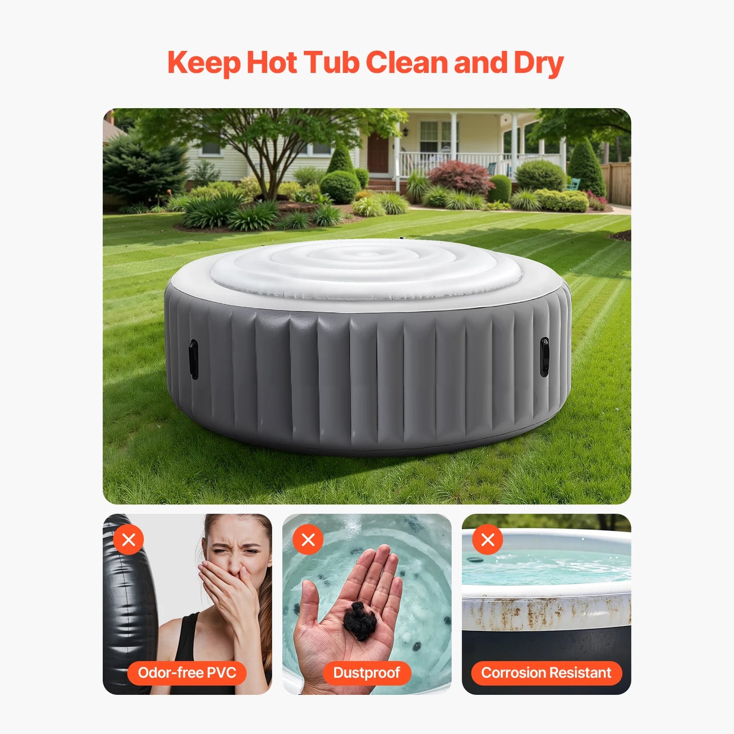 Inflatable Hot Tub Cover - Round Insulated Spa Cover for Recovery & Relaxation (65" Diameter)
